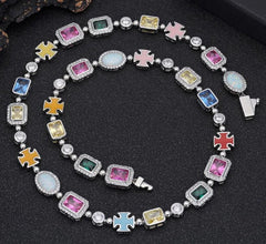 Gold-Plated Hip-Hop Gemstone Necklace